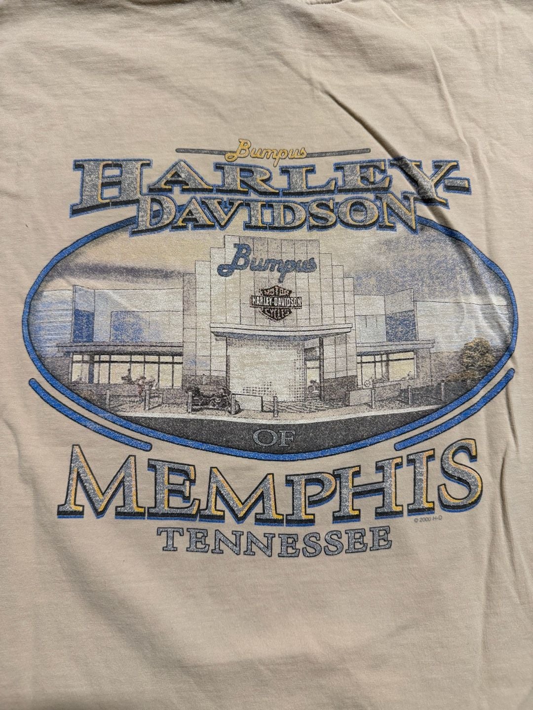 Harley Davidson Memphis T-Shirt Size XL Tan Legends Can't Stand Still 2000 7