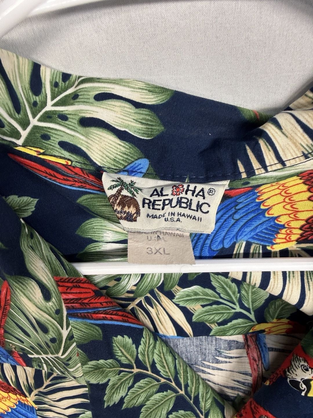 Vintage Aloha Republic Hawaiian Shirt Size 3XL Parrot Print Short Sleeve 3