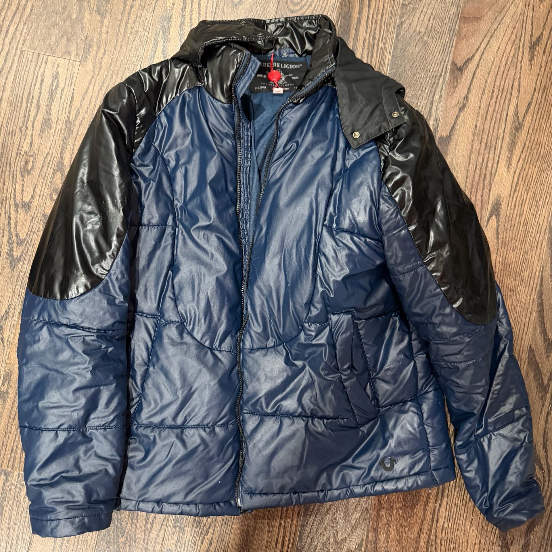 True Religion Puffer Jacket Blue Black 3