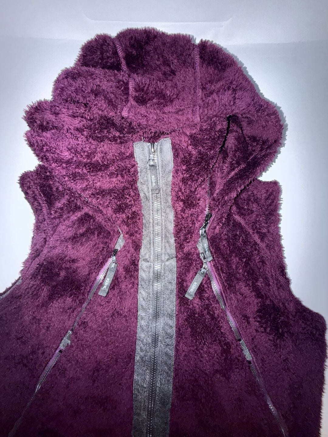Kuhl Fleece Hooded Vest Size L Purple Sherpa Full Zip 3