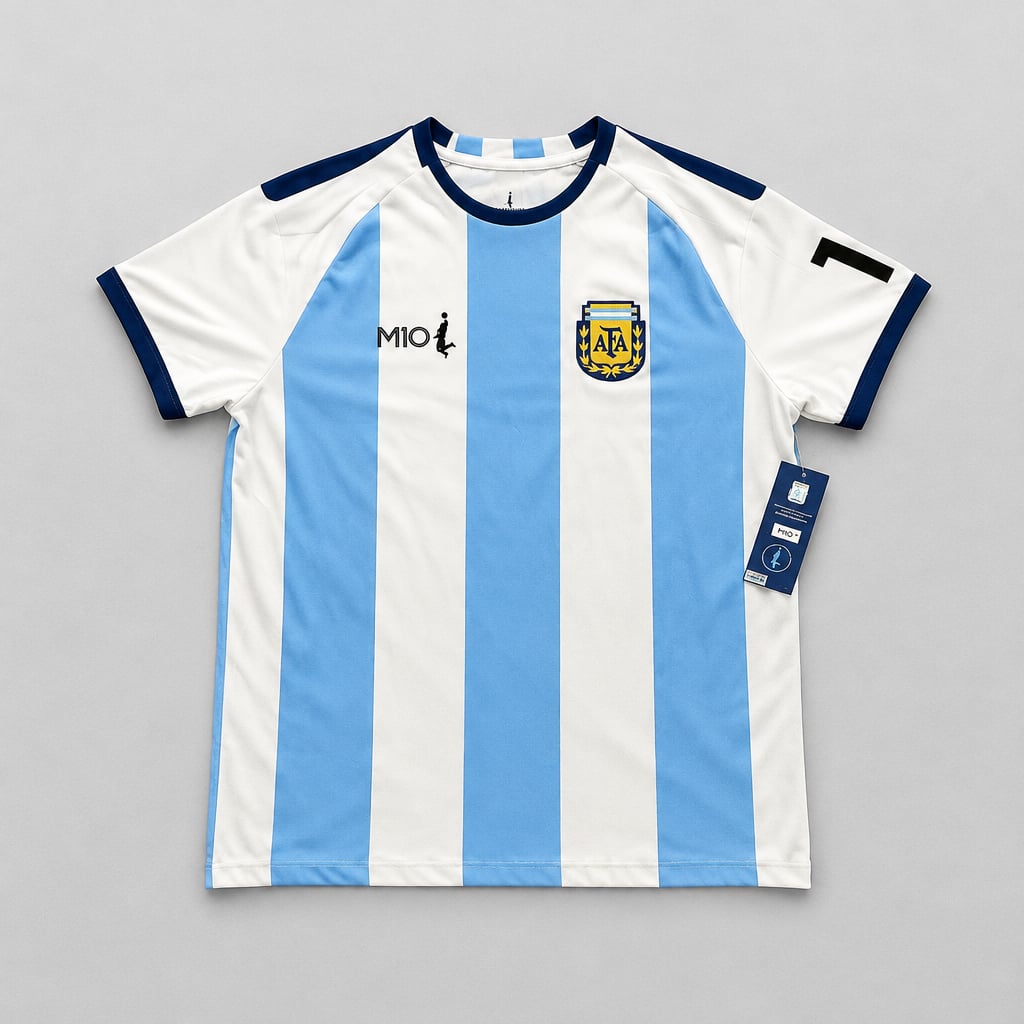 M10 Argentina Soccer Jersey Size Medium Blue White 2