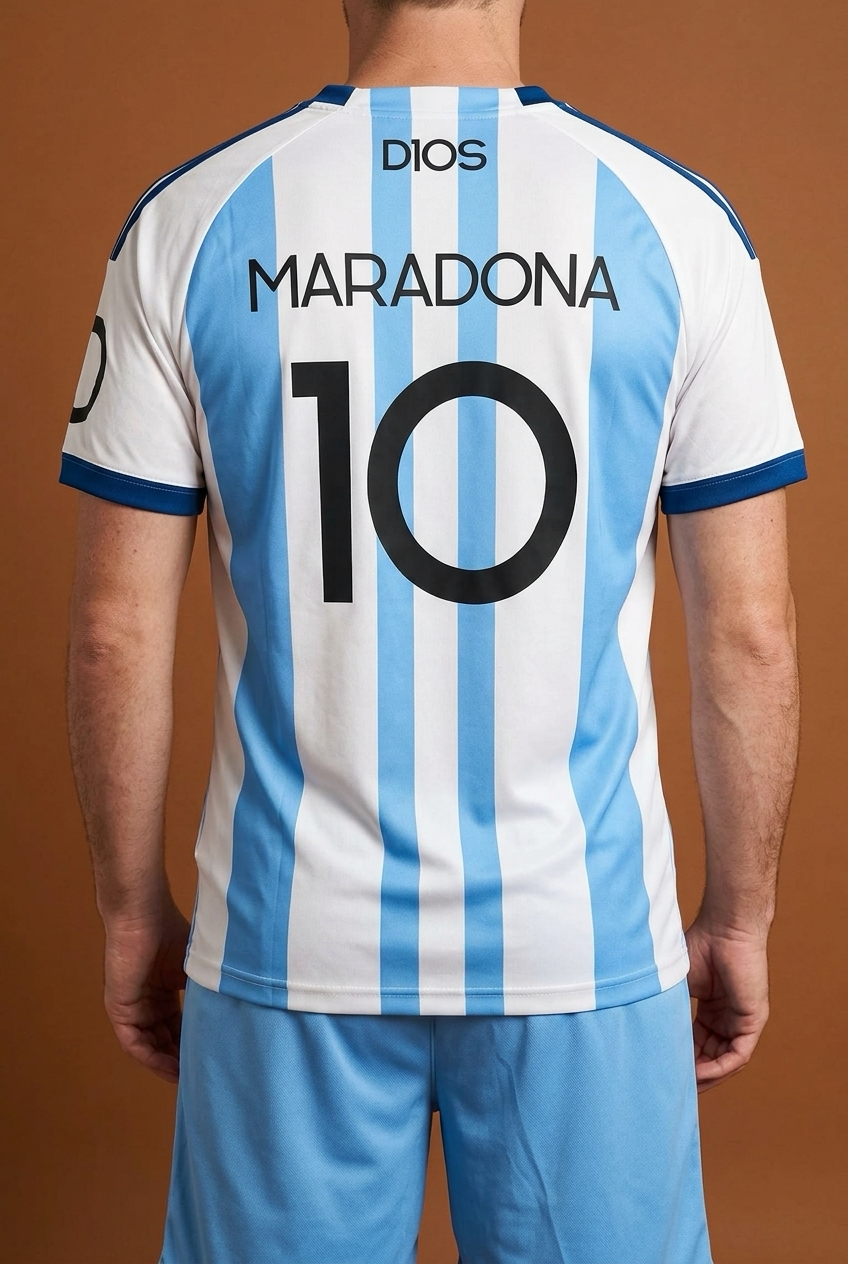 M10 Argentina Soccer Jersey Size Medium Blue White 3