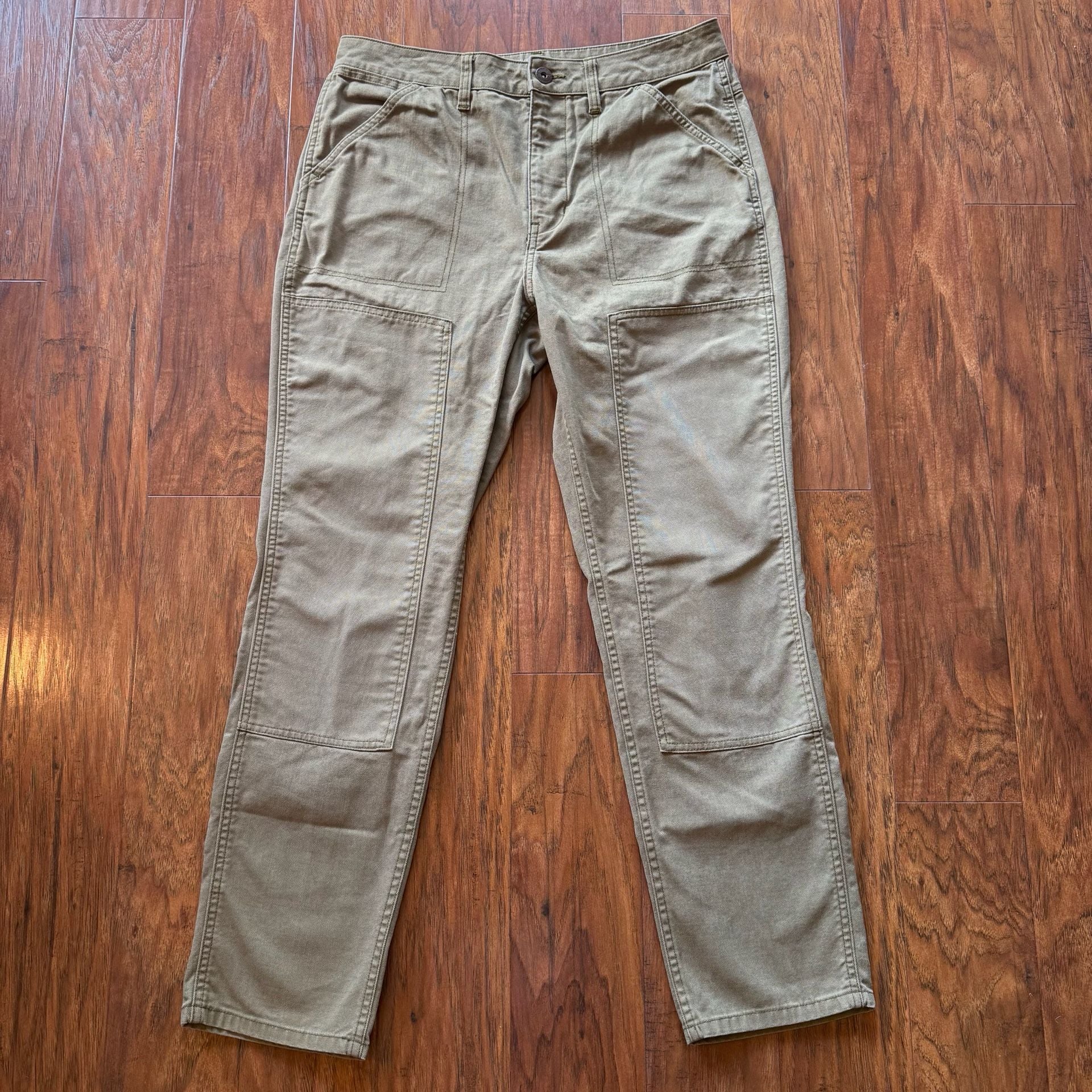 REI Co-op Womens 12 Trailsmith Double Knee Utility Canvas Pants Green Khaki 2