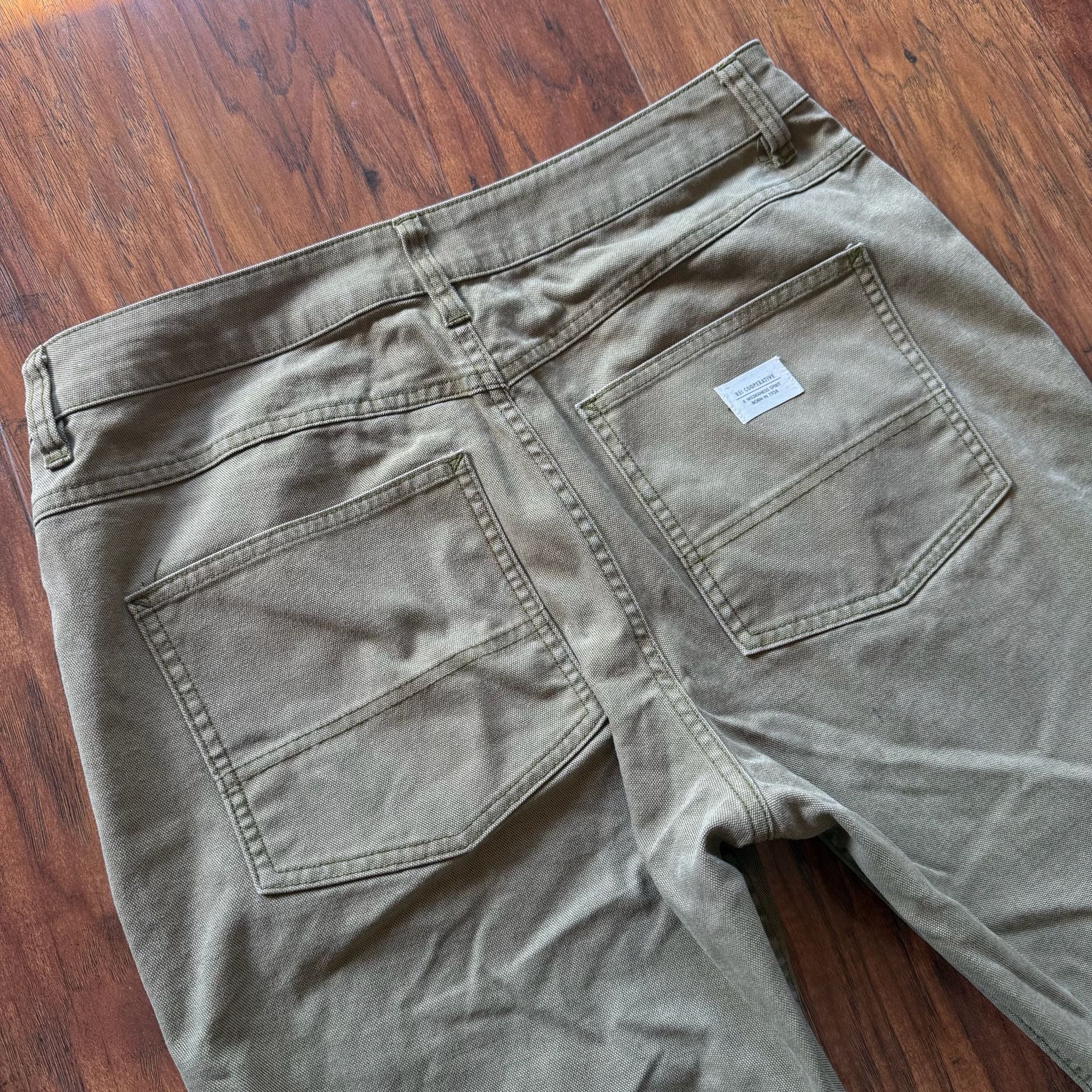 REI Co-op Womens 12 Trailsmith Double Knee Utility Canvas Pants Green Khaki 7