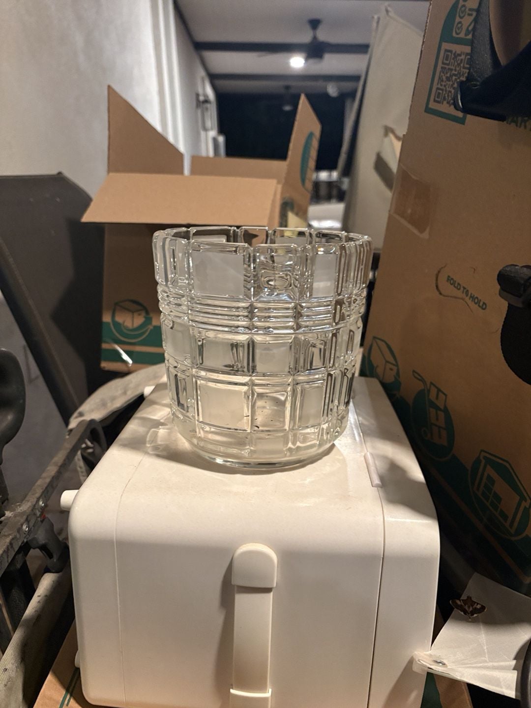 Mikasa Crystal Stratton Ice Bucket Clear / Frosted Geometric ..., 2