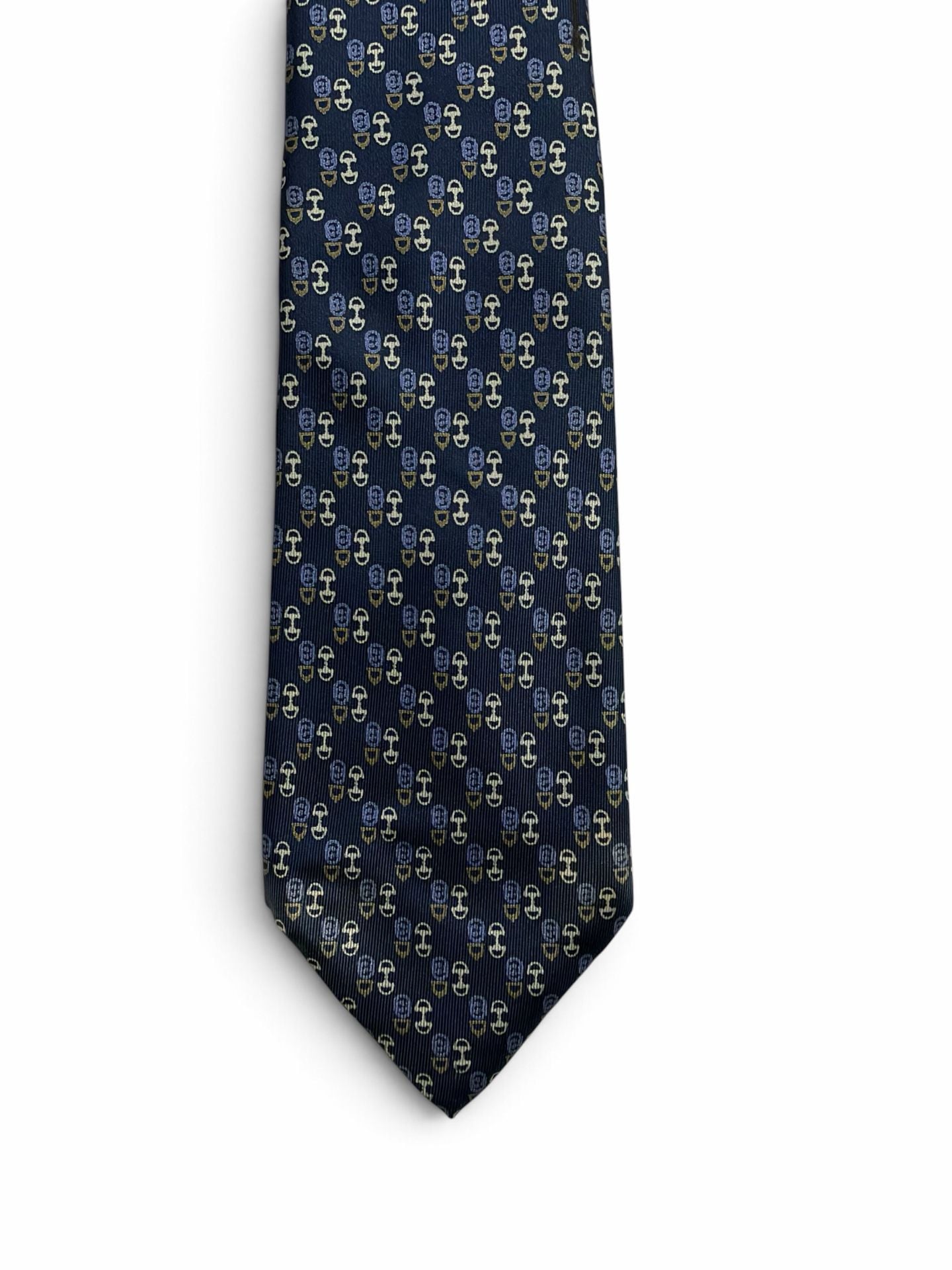 Gucci Silk Tie Blue Horsebit Print (See Description) 1