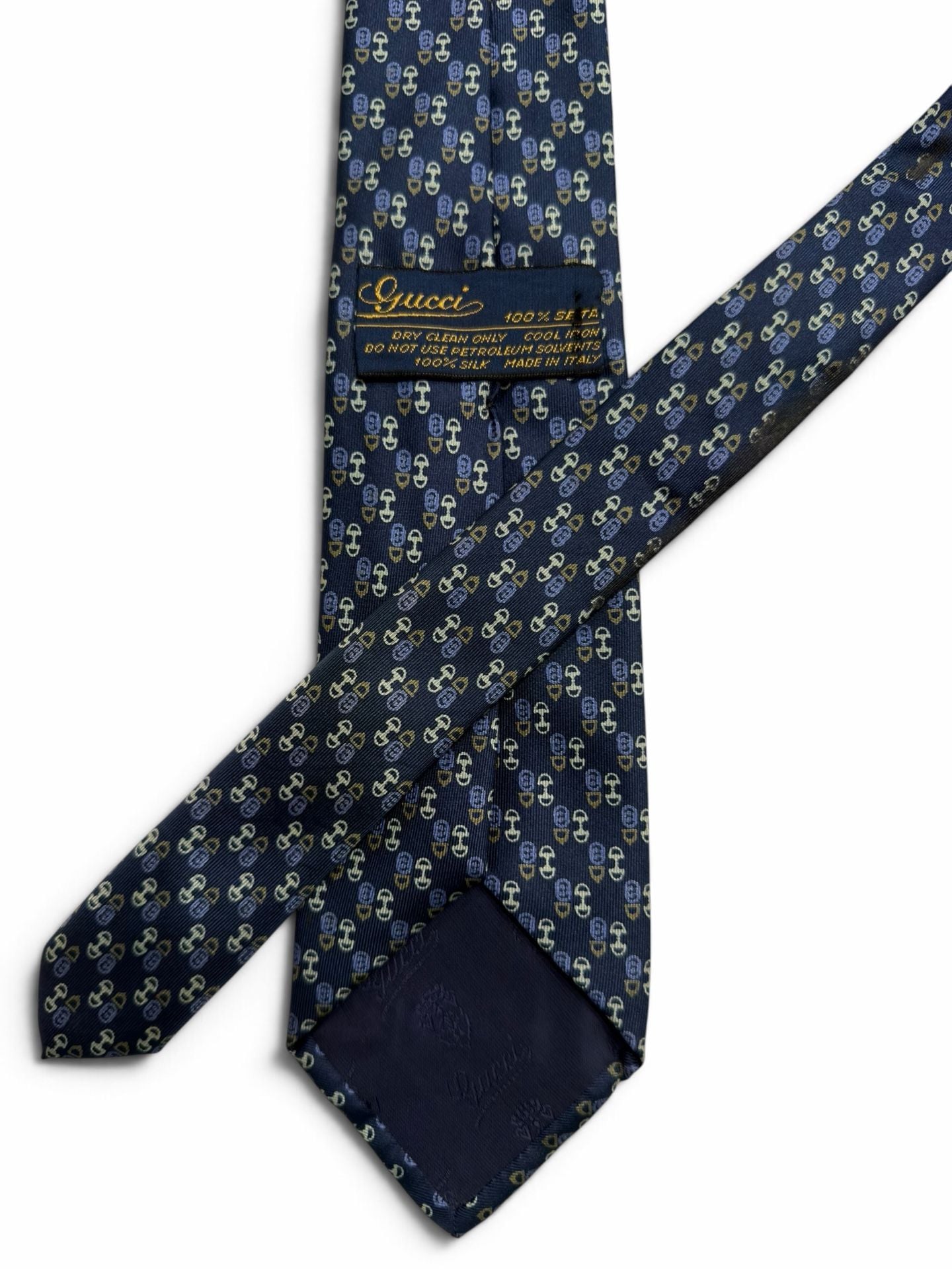 Gucci Silk Tie Blue Horsebit Print (See Description) 2