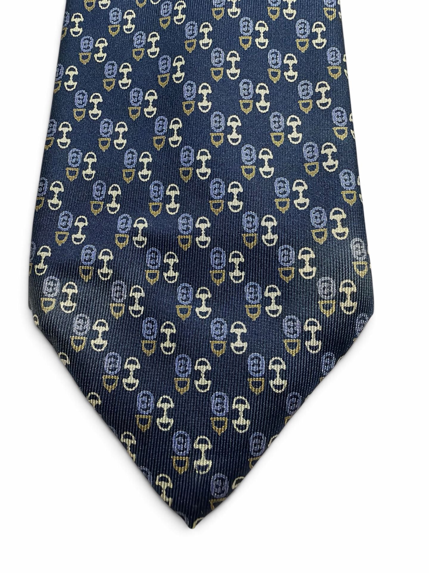Gucci Silk Tie Blue Horsebit Print (See Description) 3