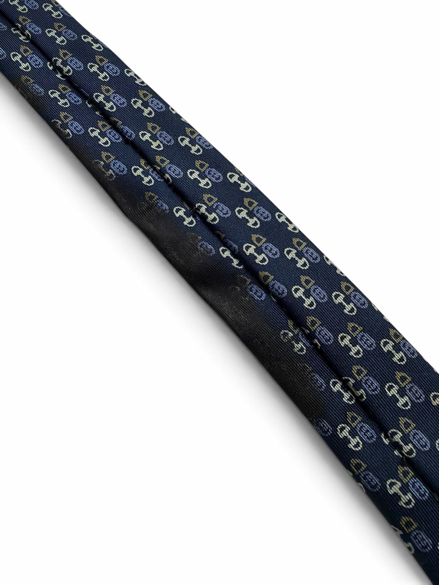 Gucci Silk Tie Blue Horsebit Print (See Description) 4