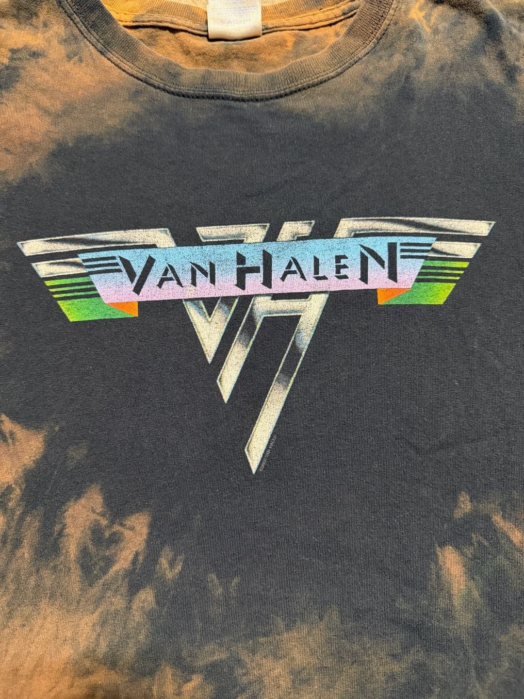 Gildan Van Halen T-Shirt Size 3XL Bleach Tie Dye Band Tee 3
