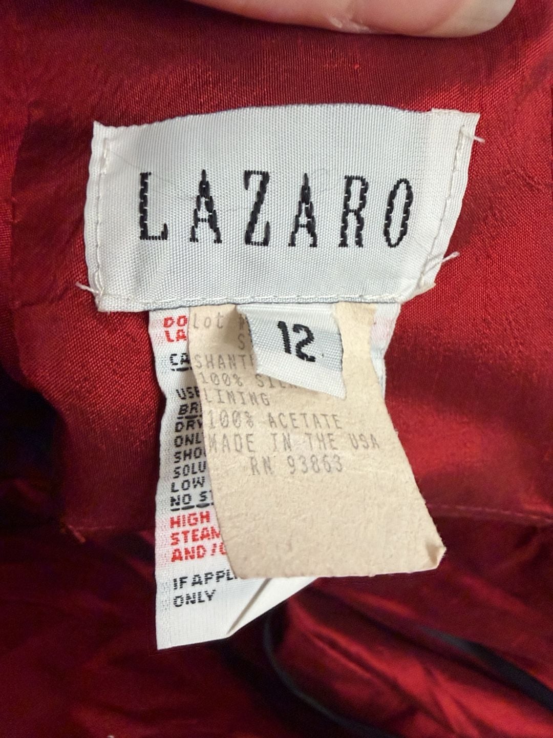 Lazaro Burgundy Red Strapless Bridal Wedding Gown Size 12 Style 3738. 6
