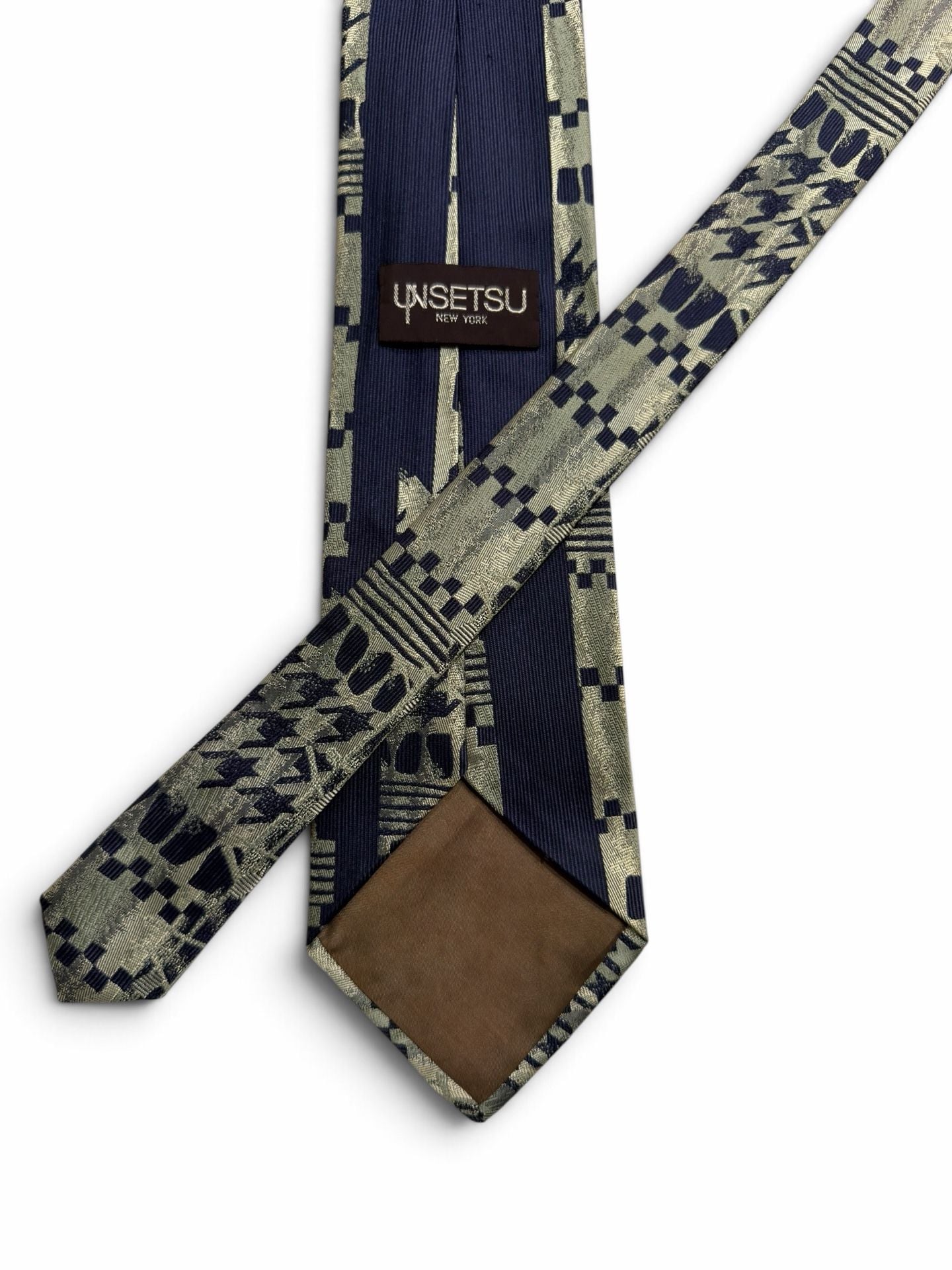 Unsetsu Blue Gold Vintage Necktie 2