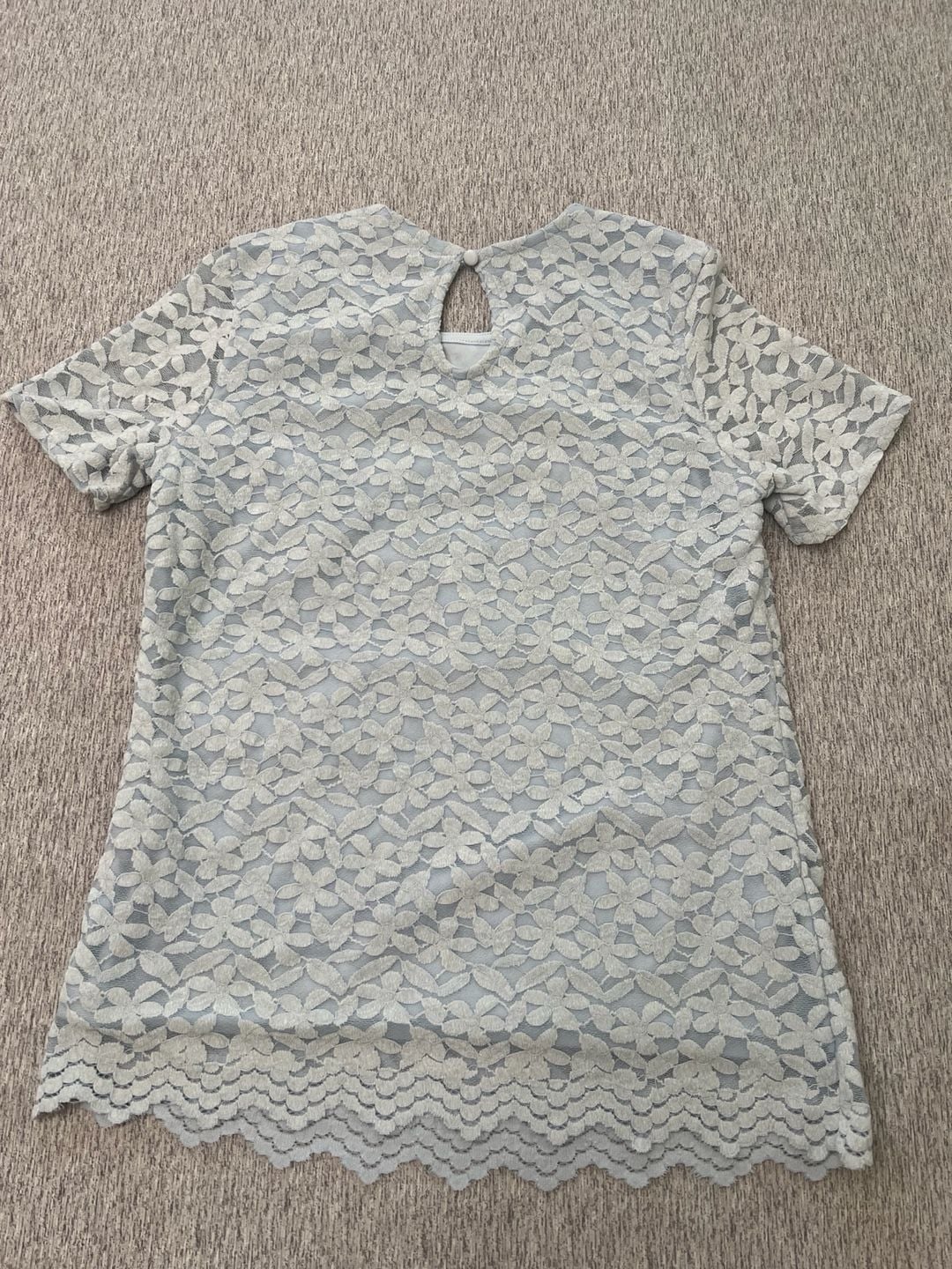 Teddi Rose Women's Floral Lace Blouse Light Blue Size S Short Sleeve NWT 10