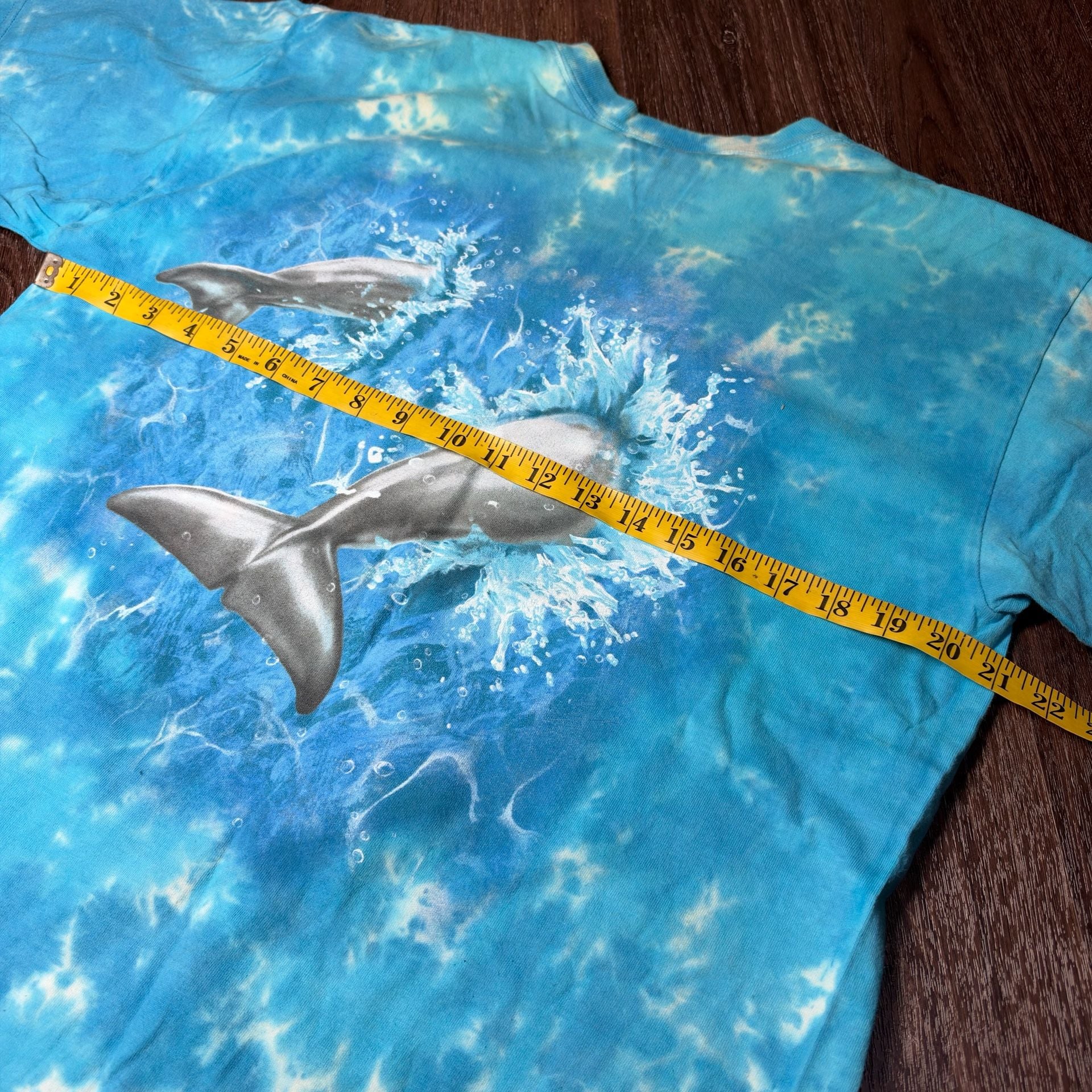 Vintage SeaWorld Dolphin Tie Dye T-Shirt Size Large Blue Breakthrough AOP 3