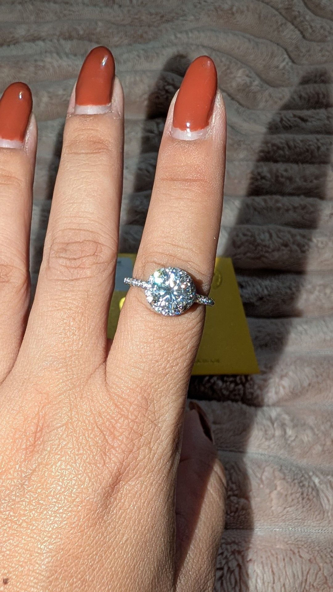 GRA Moissanite Round Brilliant Halo Ring 1.0ct 6.5mm D Color 3