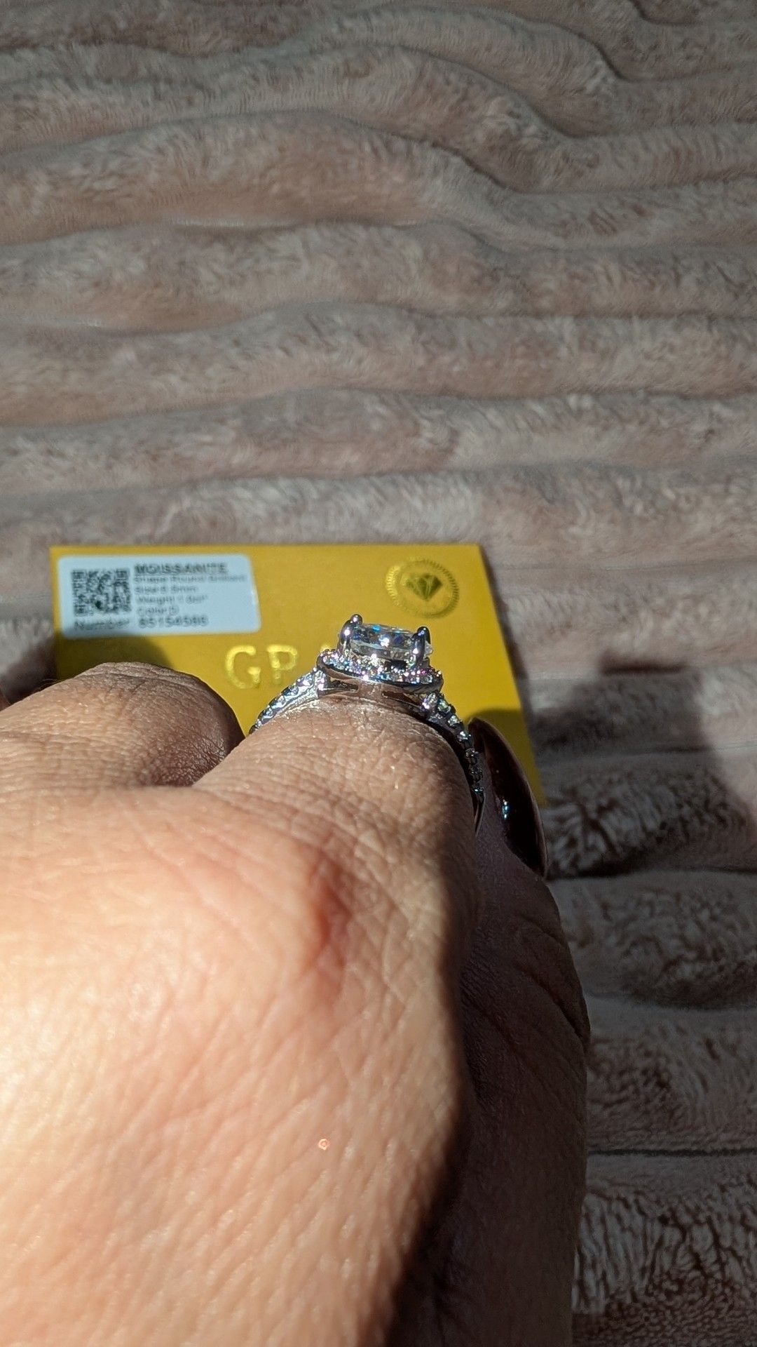 GRA Moissanite Round Brilliant Halo Ring 1.0ct 6.5mm D Color 4