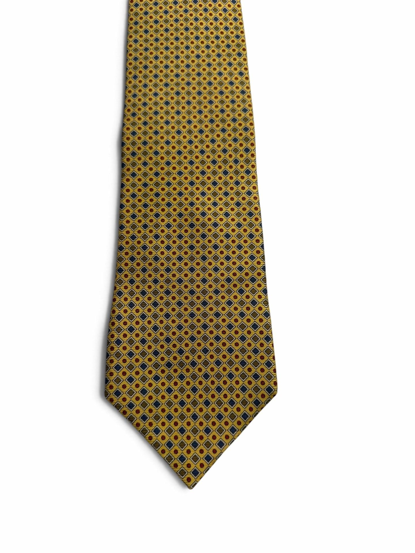 Viale Morin Silk Tie Yellow Diamond Geometric Pattern 2