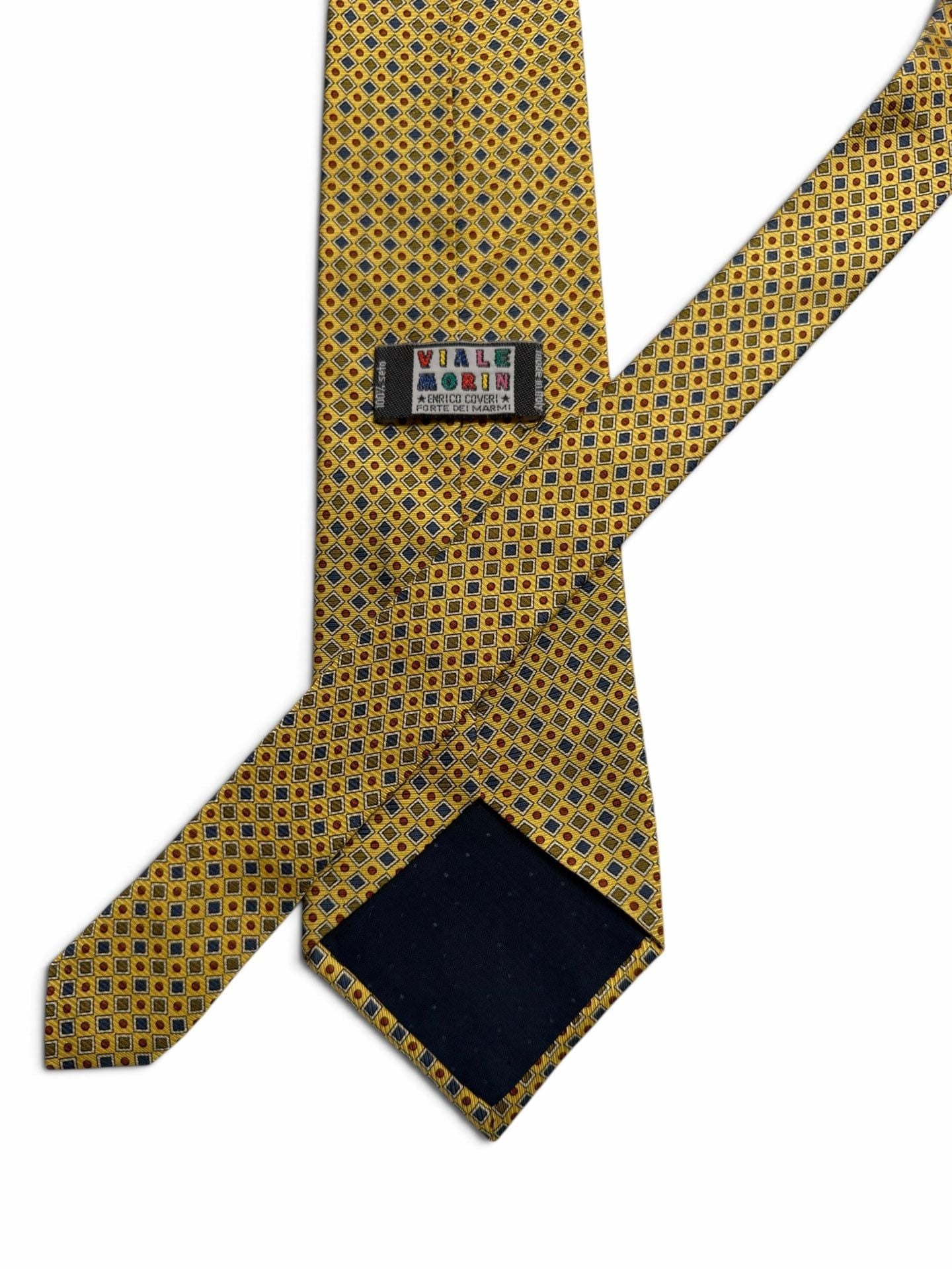 Viale Morin Silk Tie Yellow Diamond Geometric Pattern 3