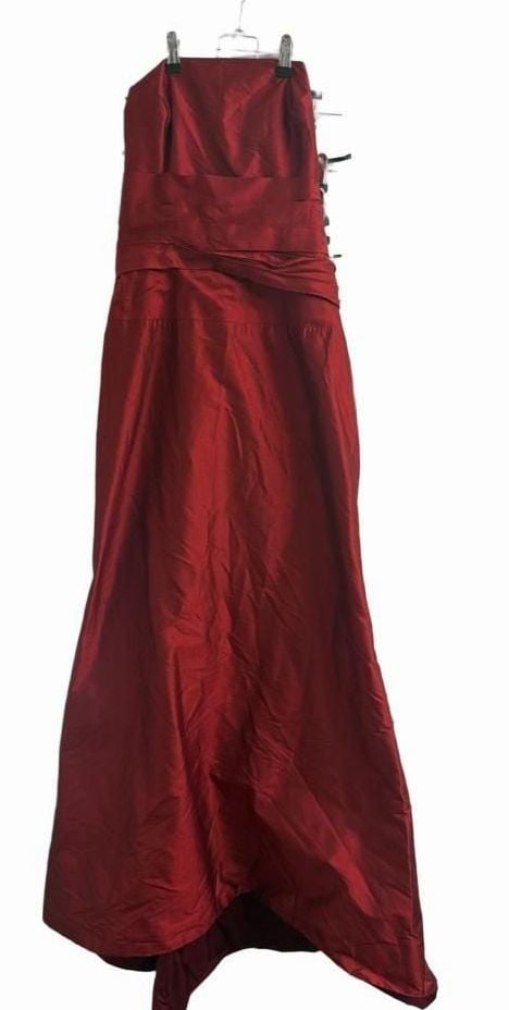 Lazaro Burgundy Red Strapless Bridal Wedding Gown Size 12 Style 3738. 3