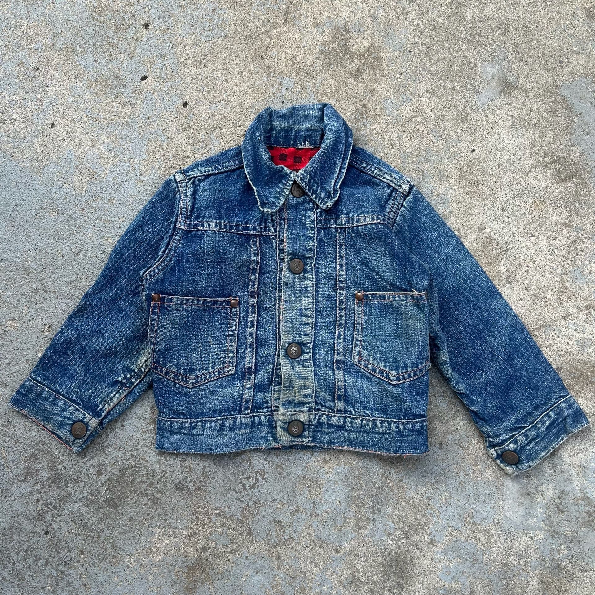 True vintage circle ranch denim Plaid Lining Jacket 1950s 1