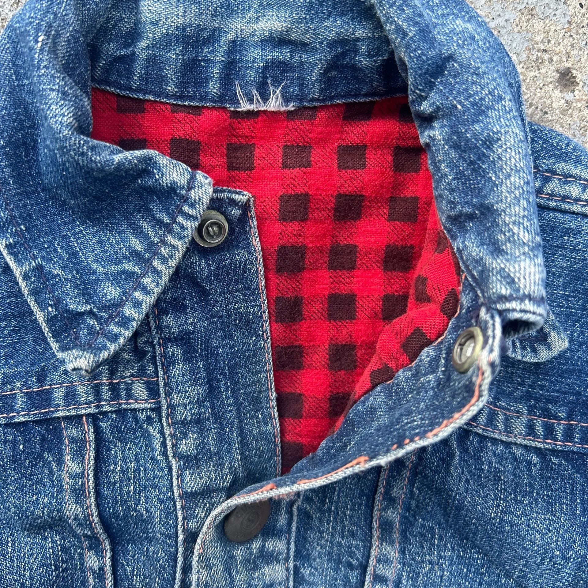 True vintage circle ranch denim Plaid Lining Jacket 1950s 3