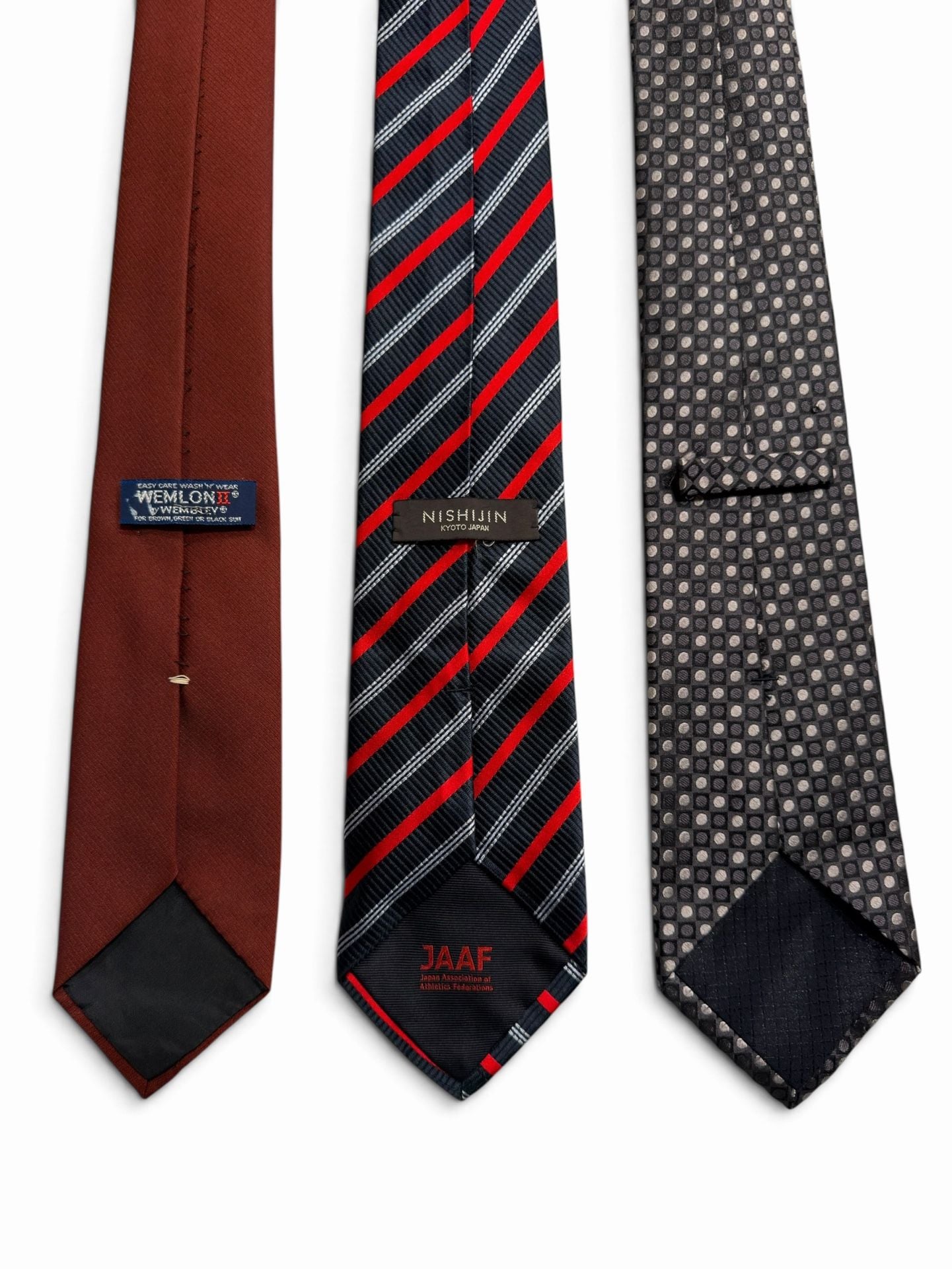 Mens Necktie Lot of 3 Assorted Silk and Polyester Black Red Blue 2