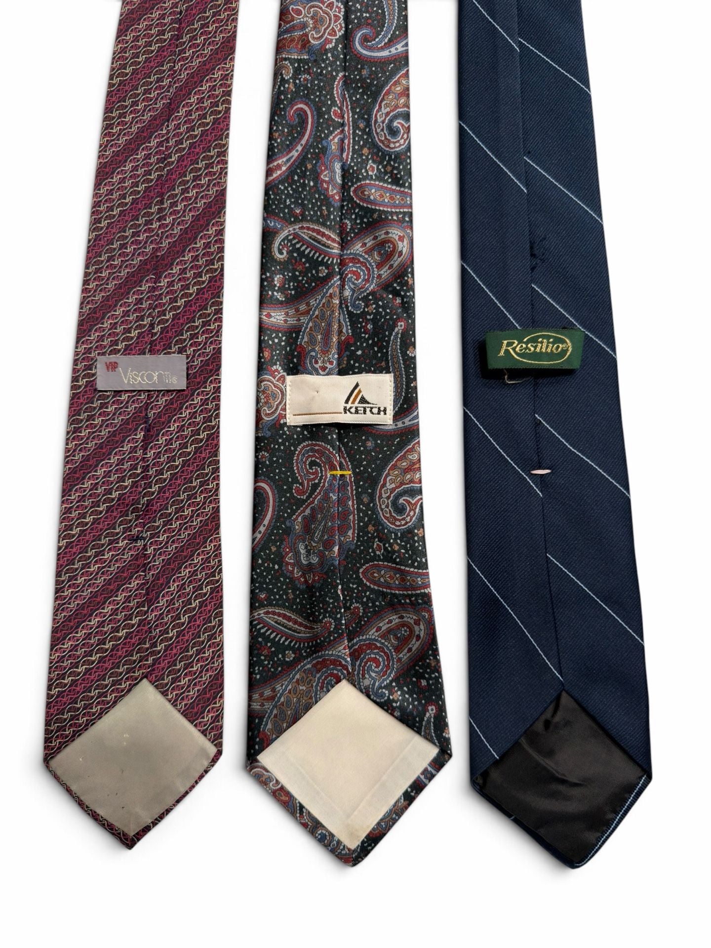 Lot of 3 Vintage Neckties Paisley Stripe Red Blue 2