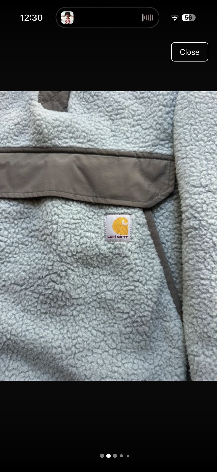 Carhartt Mens Size S Relaxed Fit Sherpa Fleece Snap Pullover Anorak Grey Sage 3