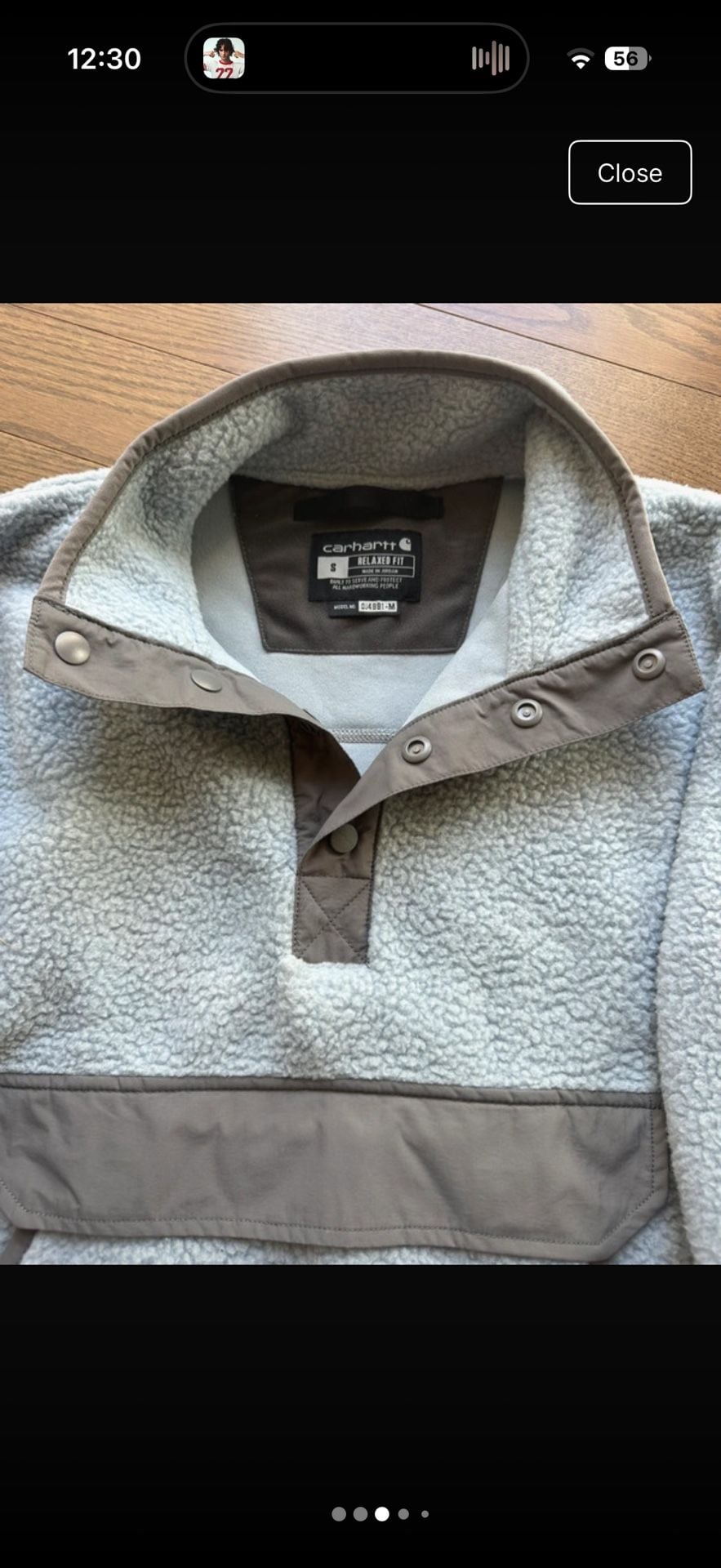 Carhartt Mens Size S Relaxed Fit Sherpa Fleece Snap Pullover Anorak Grey Sage 4
