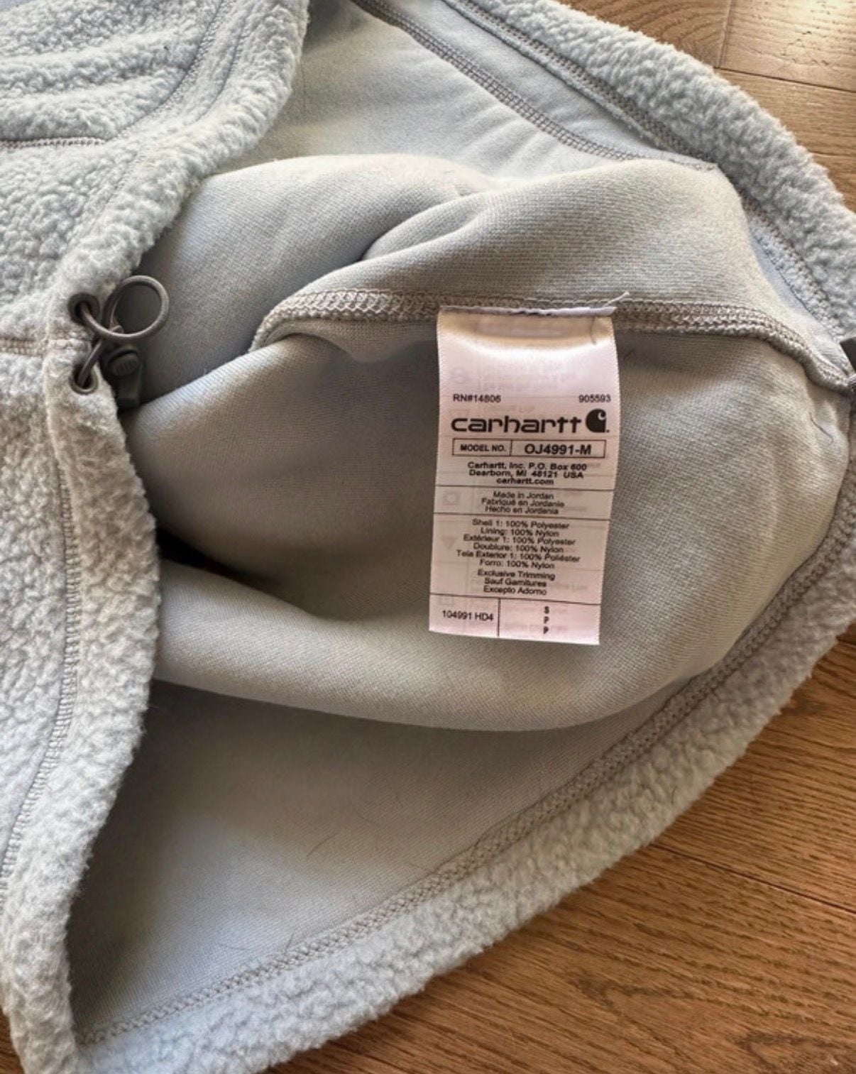 Carhartt Mens Size S Relaxed Fit Sherpa Fleece Snap Pullover Anorak Grey Sage 5