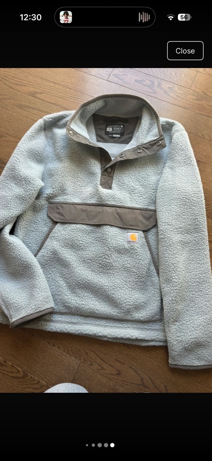 Carhartt Mens Size S Relaxed Fit Sherpa Fleece Snap Pullover Anorak Grey Sage 6
