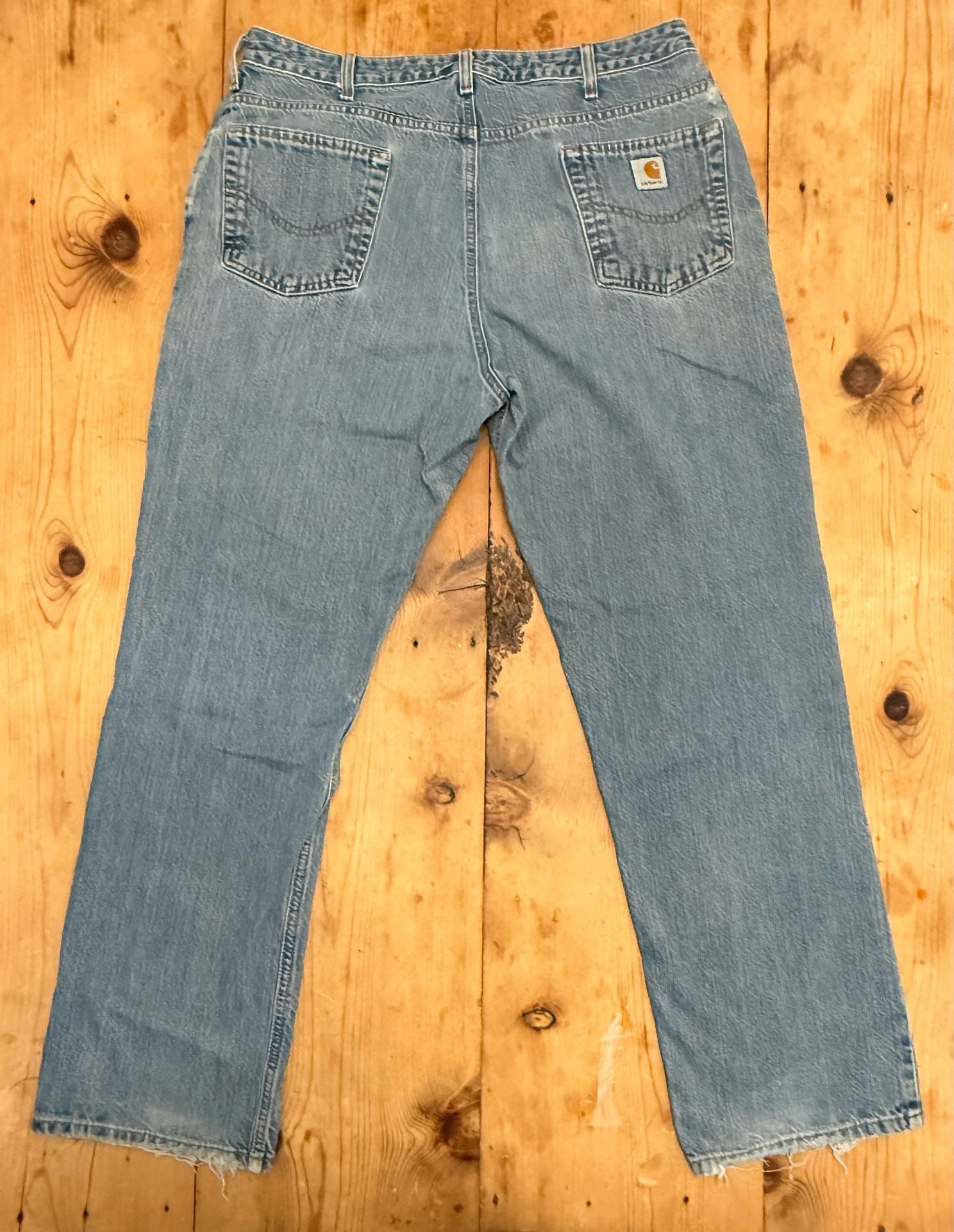 Distressed Carhartt Women's Relaxed Fit Straight Leg Jeans WB160 V10 - 16 x 32 3