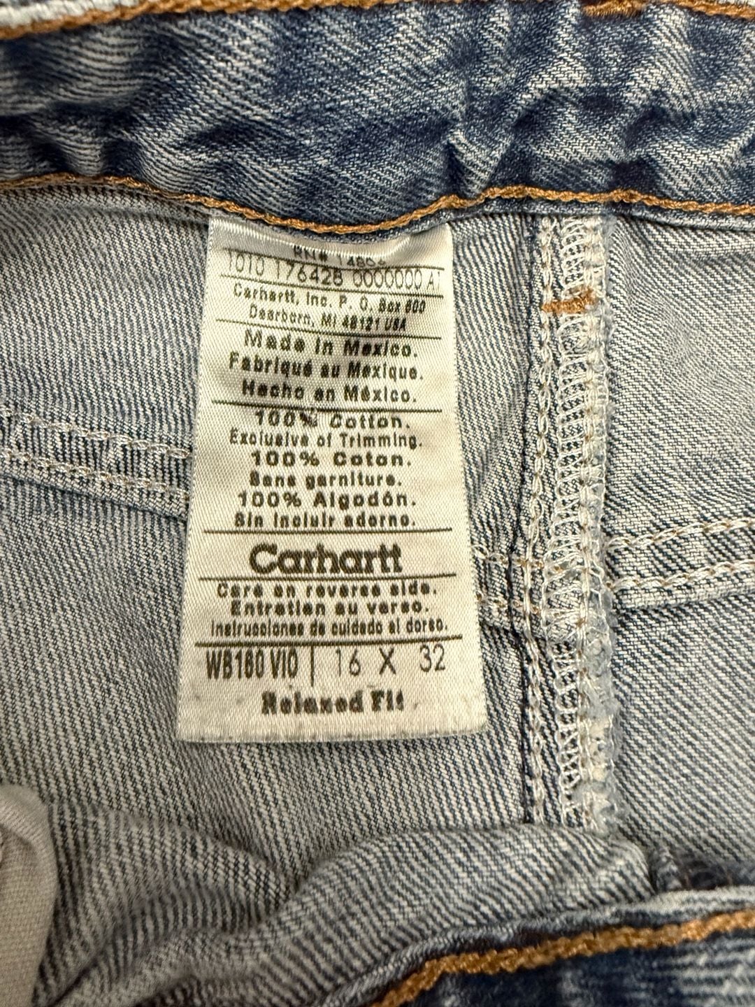 Distressed Carhartt Women's Relaxed Fit Straight Leg Jeans WB160 V10 - 16 x 32 4