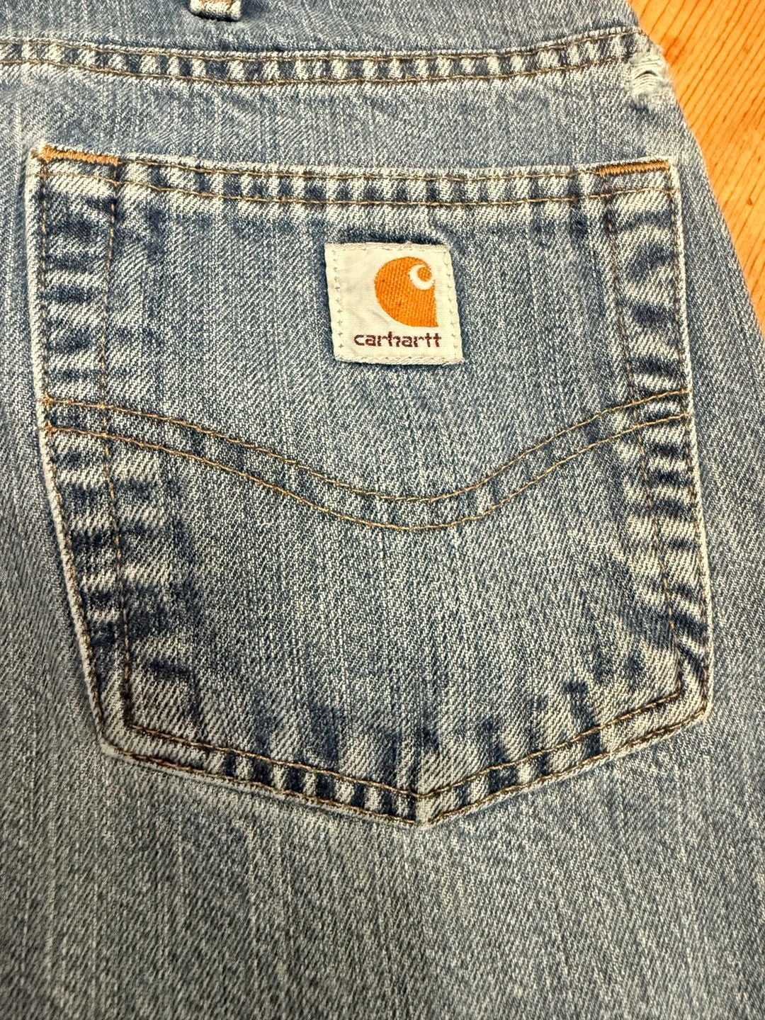 Distressed Carhartt Women's Relaxed Fit Straight Leg Jeans WB160 V10 - 16 x 32 5