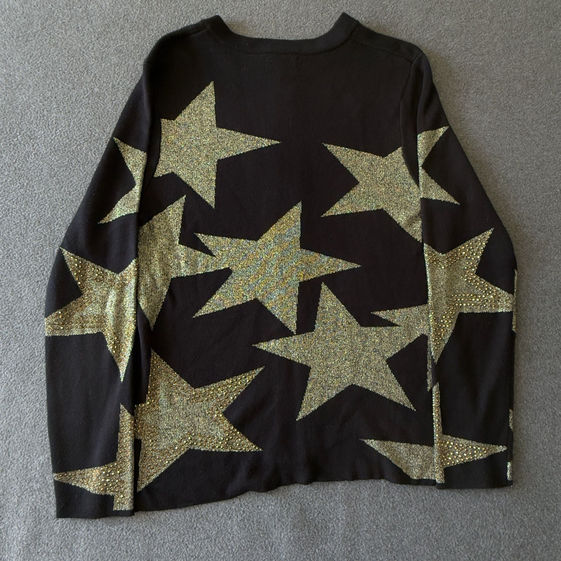 Berek Gold Studded Star Zip Cardigan Sweater 3