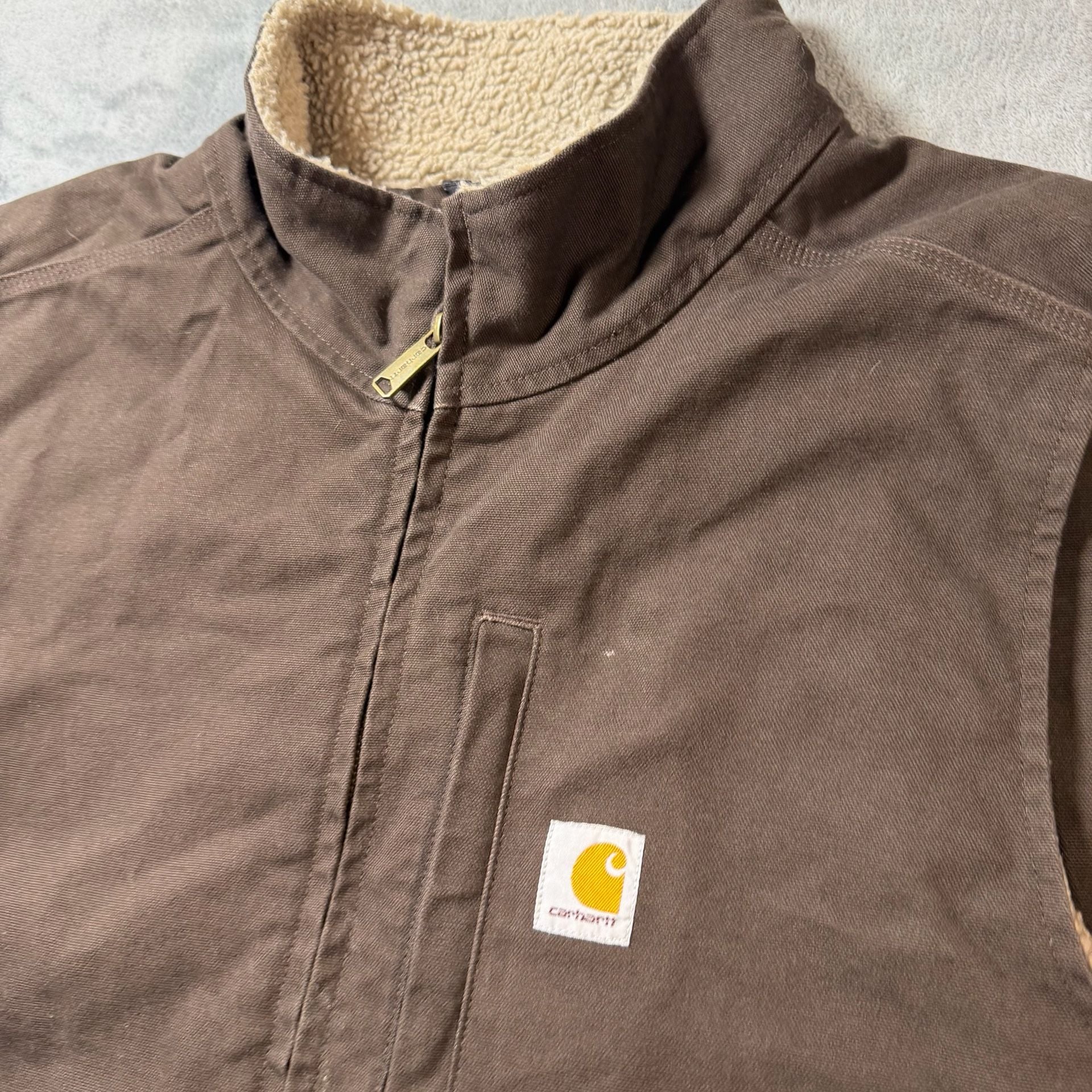Carhartt Washed Duck Sherpa-Lined Mock-Neck Vest Mens 2XL Dark Brown 104277 3