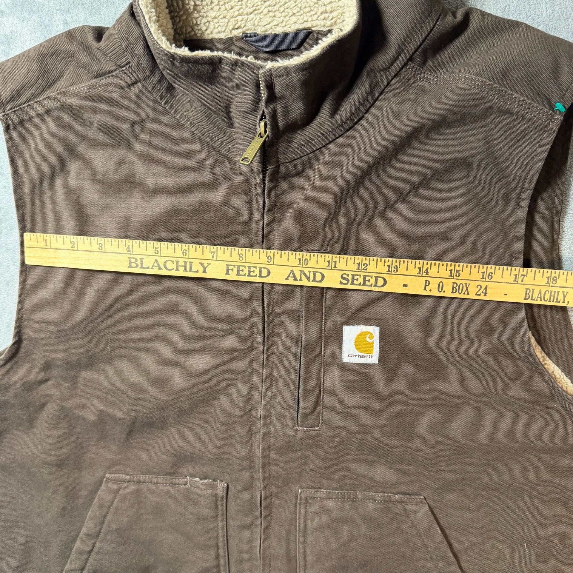 Carhartt Washed Duck Sherpa-Lined Mock-Neck Vest Mens 2XL Dark Brown 104277 7