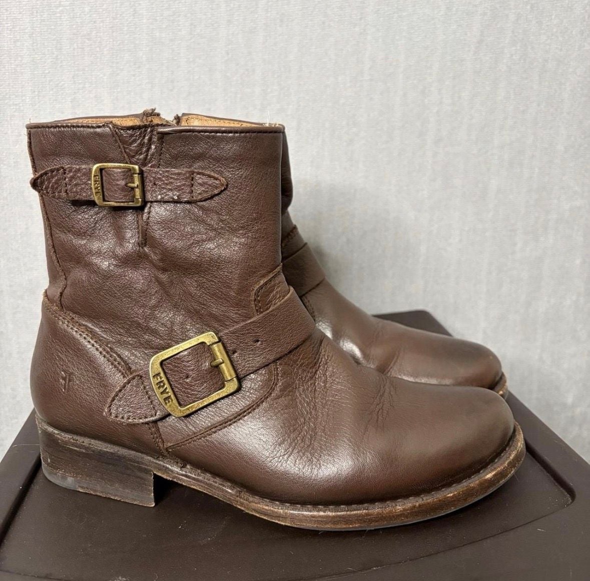 FRYE Brown Leather Veronica Short Boots 2