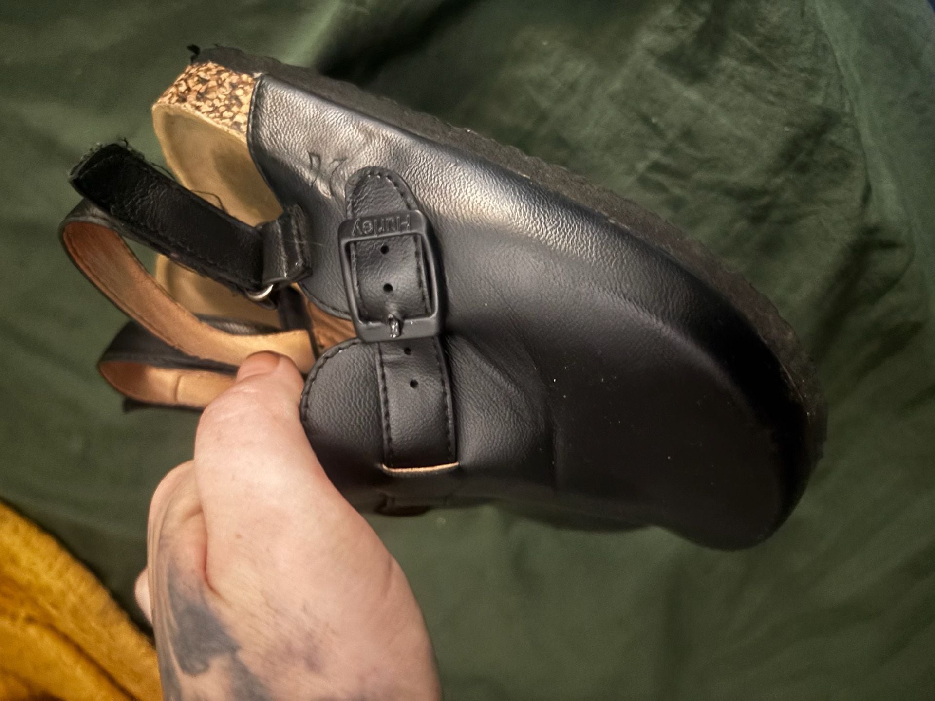 Toddler 10 Black Leather Cork Clogs 2