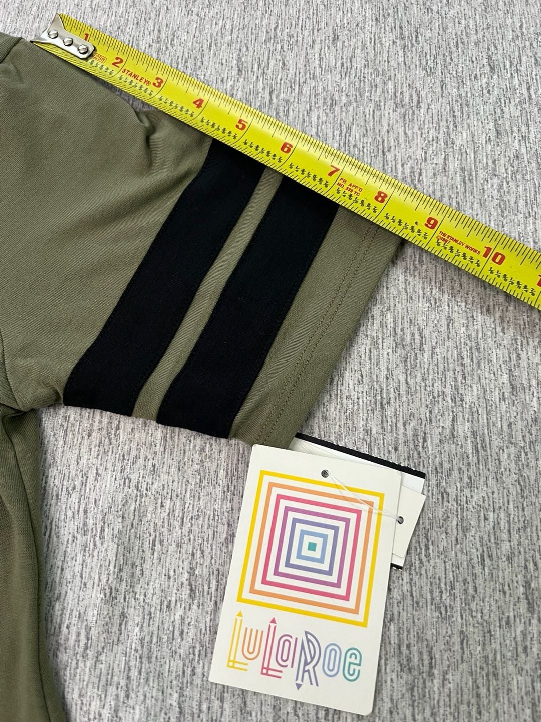 LuLaRoe Classic T-Shirt Size XS Green Black Striped Sleeves NWT 7