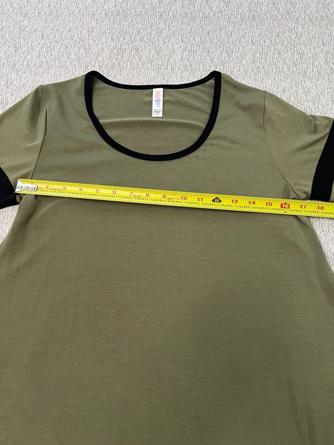 LuLaRoe Classic T-Shirt Size XS Green Black Striped Sleeves NWT 8