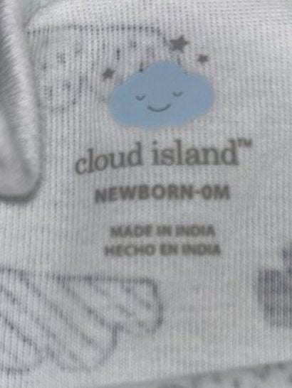 Cloud Island Baby Bodysuit White Black Clouds Print Newborn 6