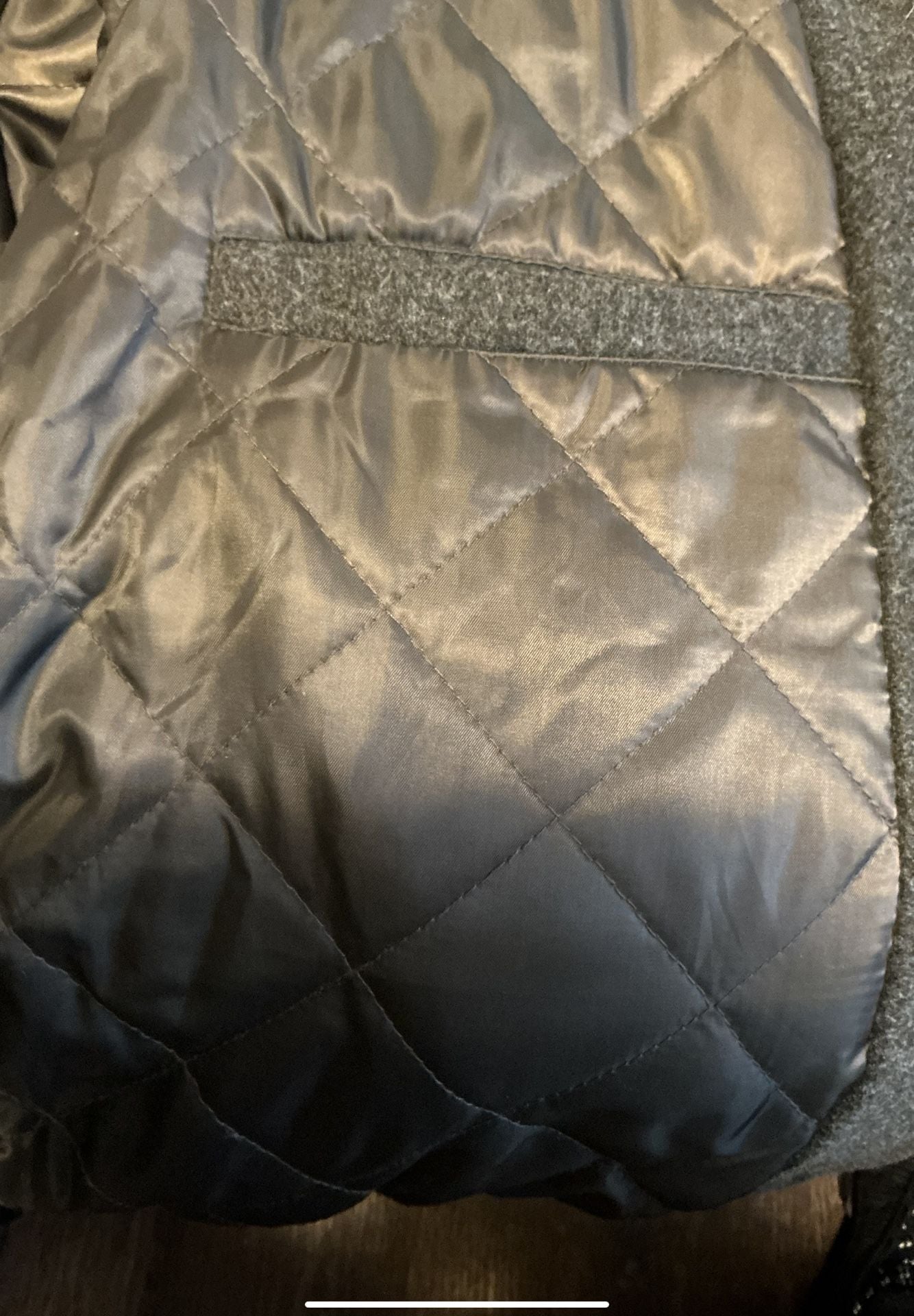 BoohooMAN Varsity Jacket Size Large Grey Wool Leather Patches 12