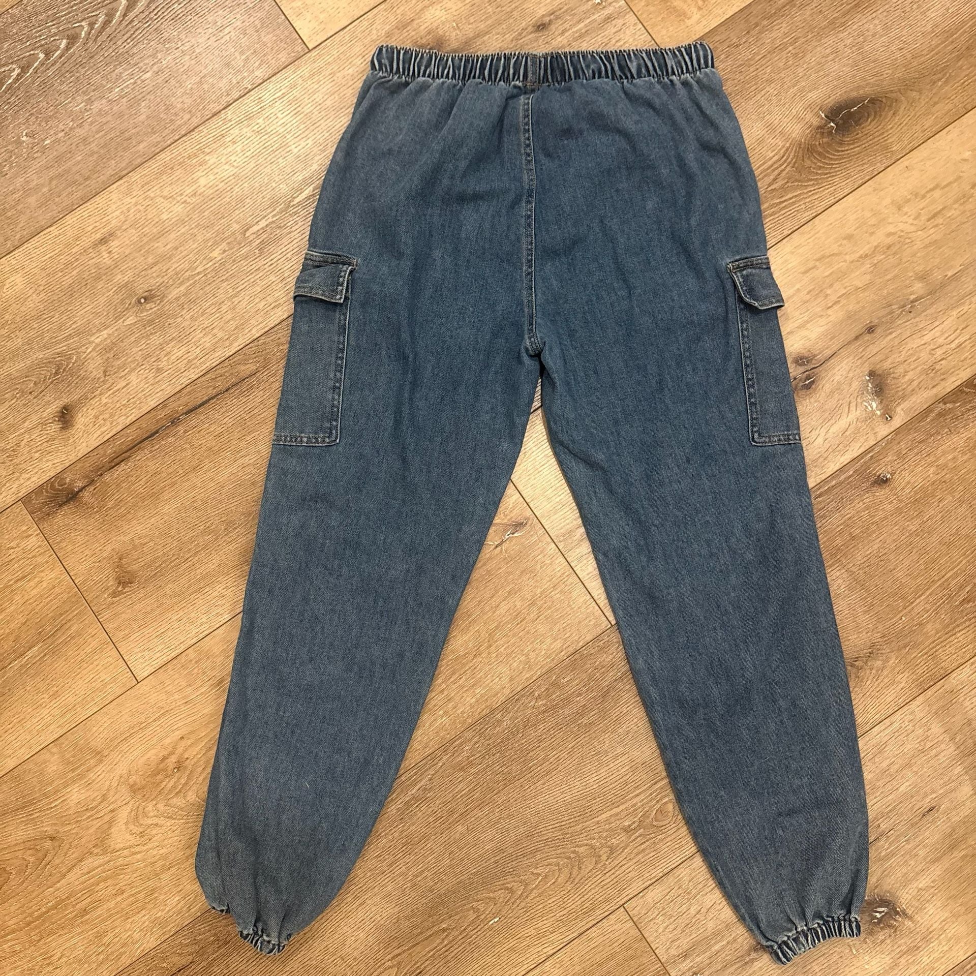 No Boundaries S Y2K Denim Cargo Jogger Pants Women’s Small Utility Streetwear 12