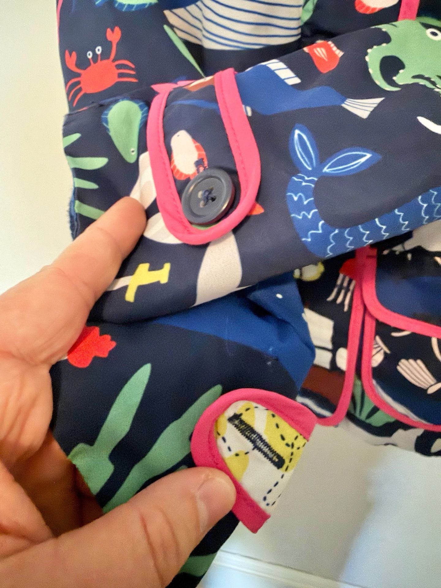 Mini Boden Hooded Coat Ocean Print 2-3Y 4