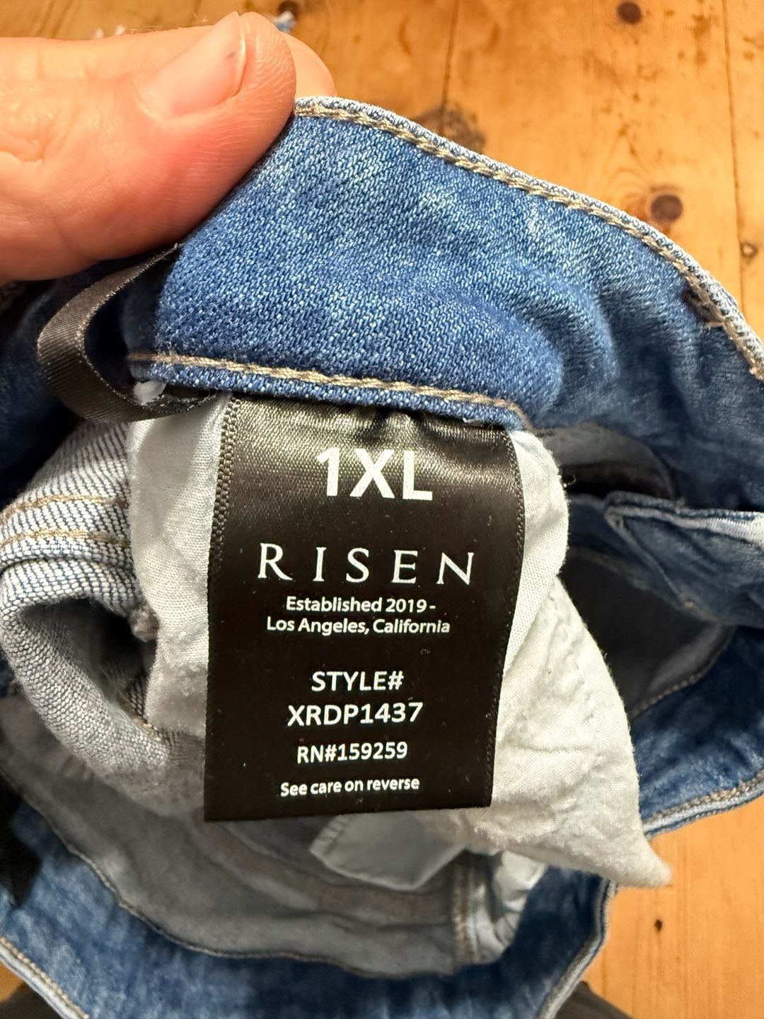 Risen Los Angeles Straight Jeans Size 1XL - Light Wash Distressed Raw Hem 4