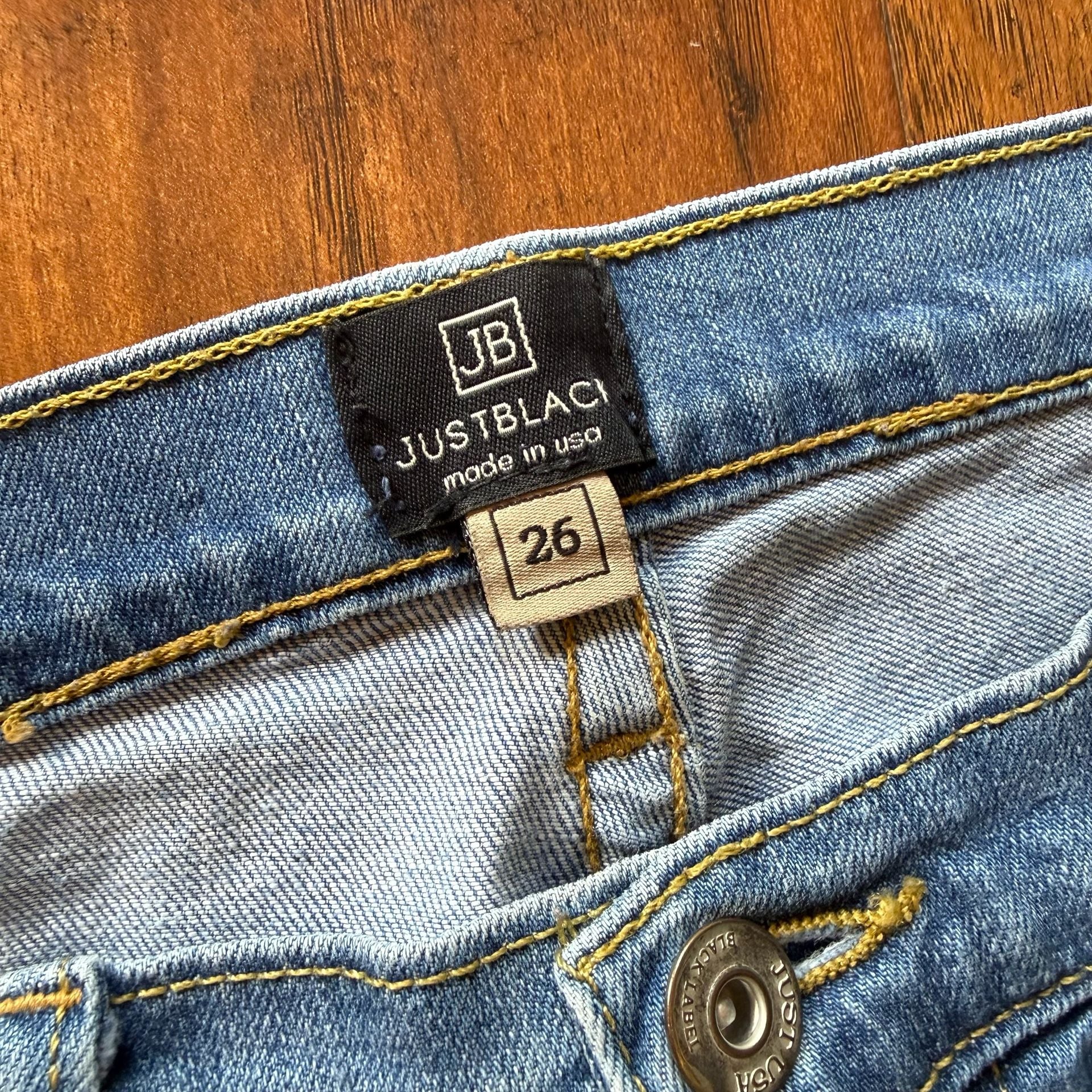 Just Black Denim Womens 26 Distressed Slim Straight Leg Jeans Blue Ripped 4