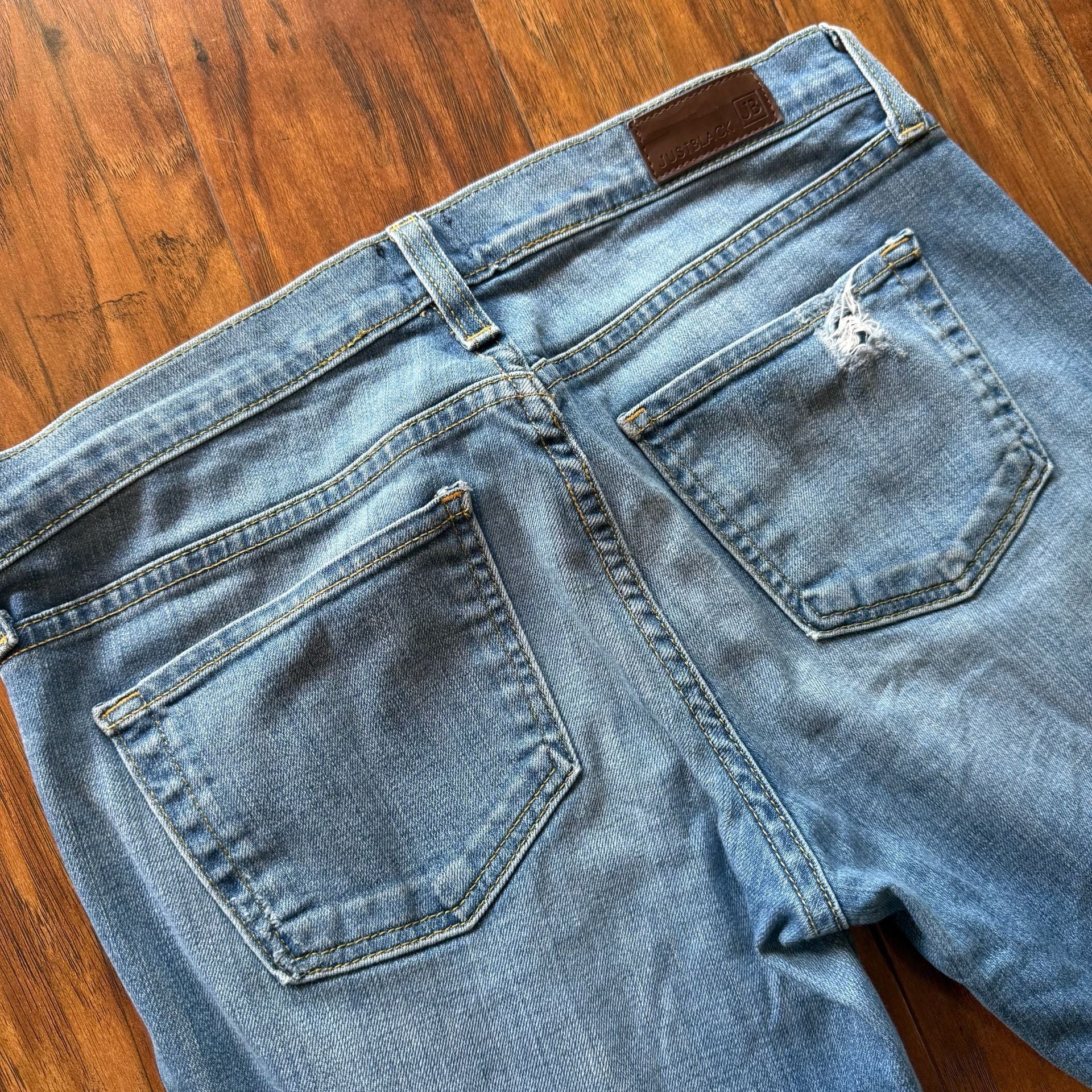 Just Black Denim Womens 26 Distressed Slim Straight Leg Jeans Blue Ripped 7