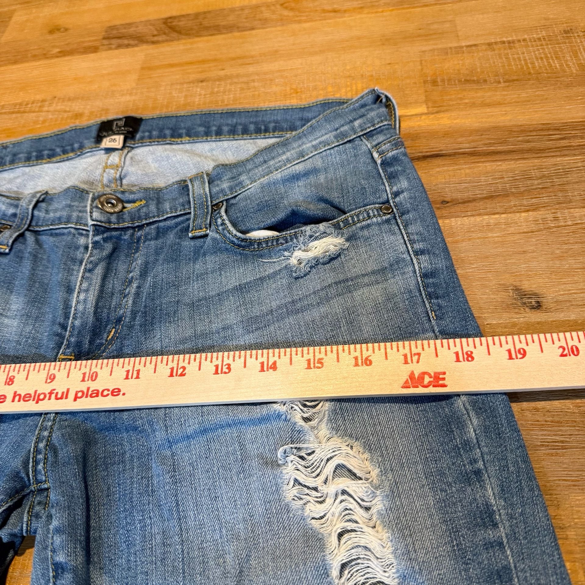 Just Black Denim Womens 26 Distressed Slim Straight Leg Jeans Blue Ripped 10