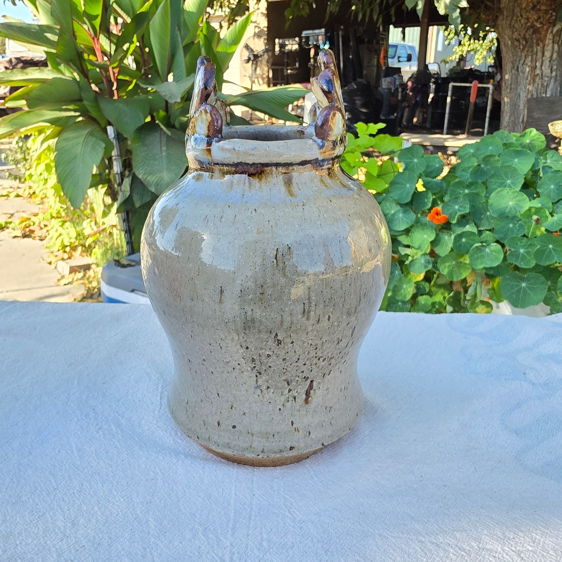 Handmade Studio Pottery Ceramic Vase Planter Glazed Artist Signed 5